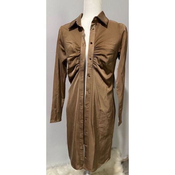 Mellóday NWT rushed shirt dress button front S - Picture 2 of 7